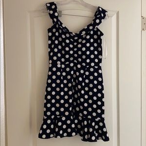 Polka Dot off shoulder ruffle mini dress